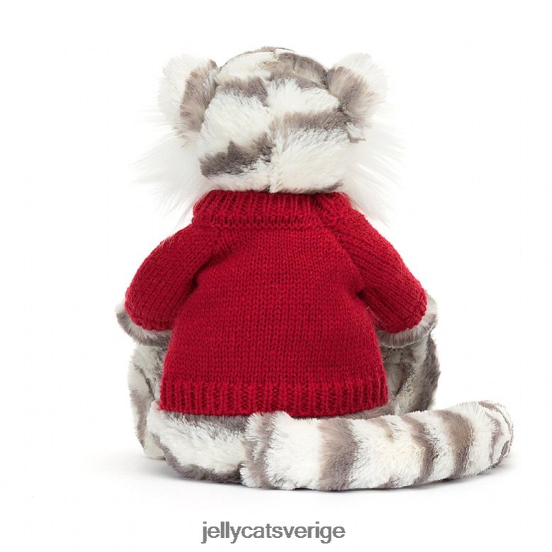 Jellycat leksak blyg snötiger med personlig röd tröja grå och vit 4206LT581