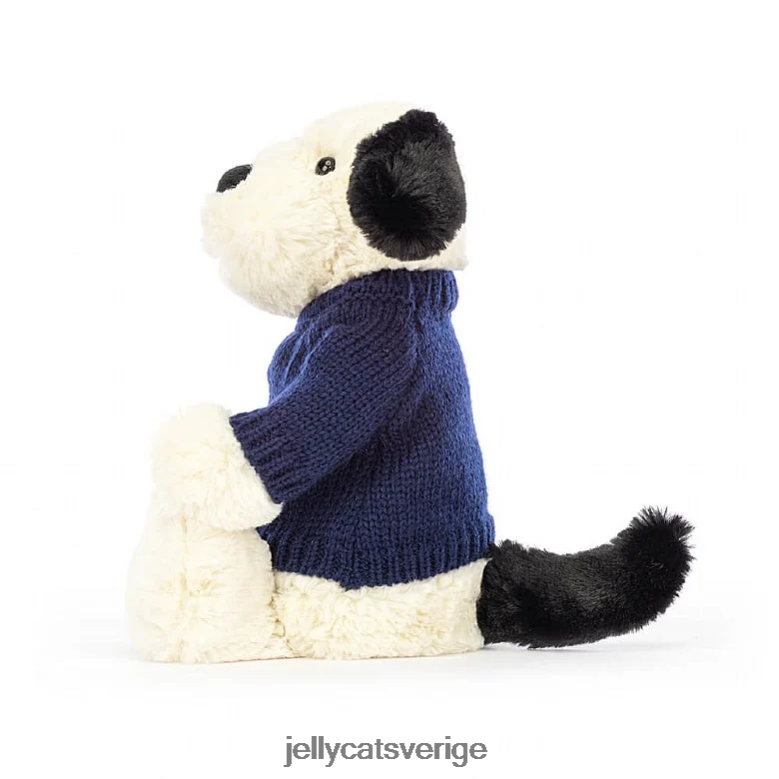 Jellycat leksak blyg svart & gräddvalp med personlig marin tröja svart och vit 4206LT282