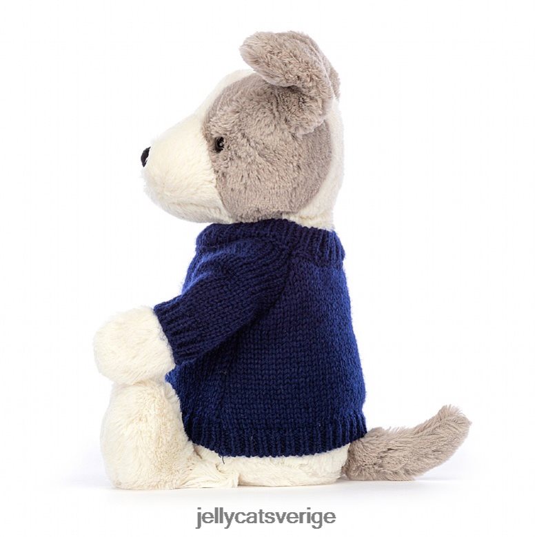 Jellycat leksak blyg terrier med personlig marin tröja grå och vit 4206LT516