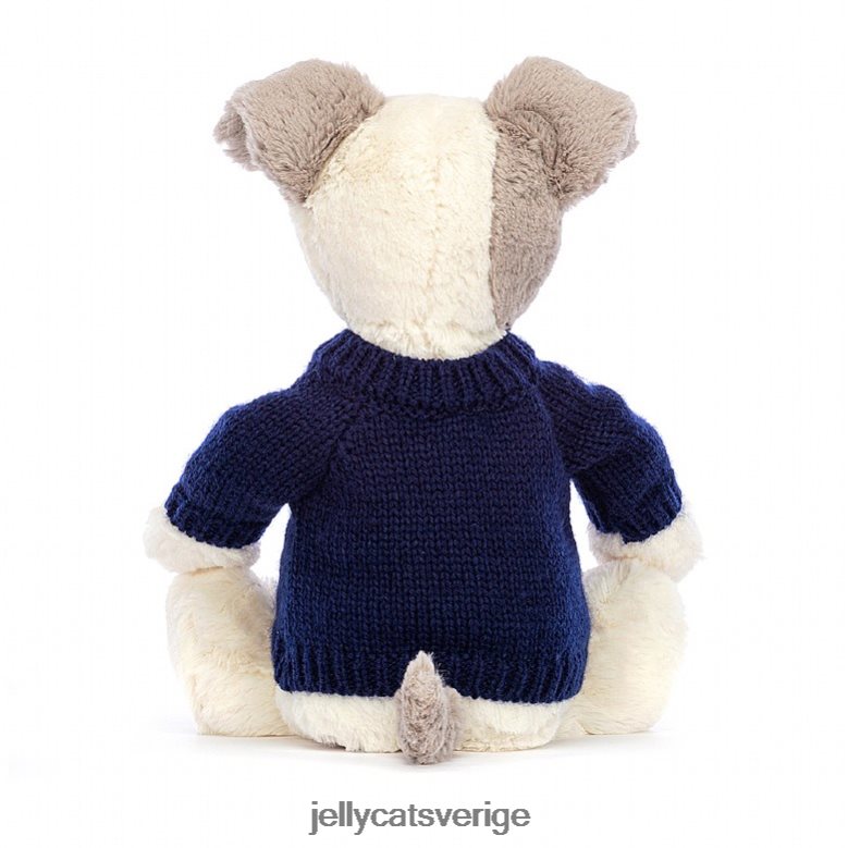 Jellycat leksak blyg terrier med personlig marin tröja grå och vit 4206LT516
