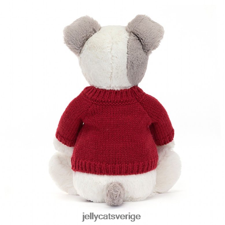 Jellycat leksak blyg terrier med personlig röd tröja grå och vit 4206LT515