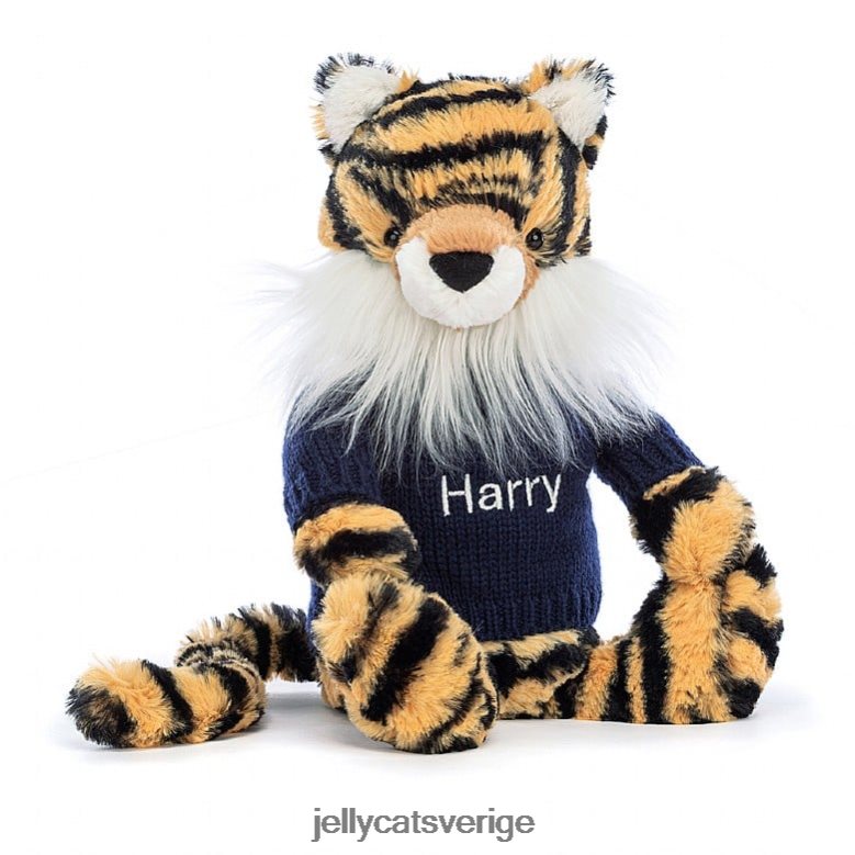Jellycat leksak blyg tiger med personlig marin tröja i flera färger 4206LT269
