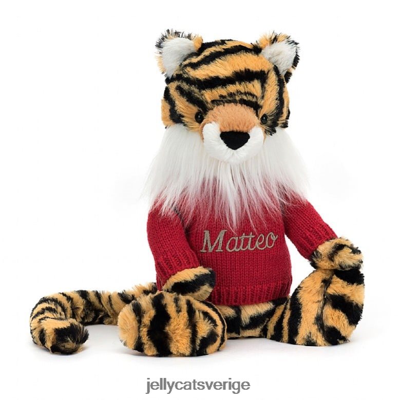 Jellycat leksak blyg tiger med personlig röd tröja i flera färger 4206LT313