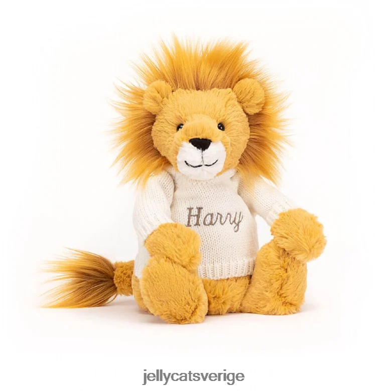 Jellycat leksak blygt lejon med personlig gräddtröja gul 4206LT539