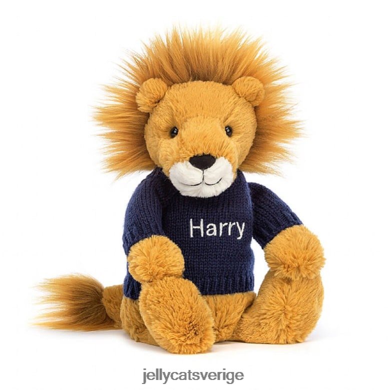 Jellycat leksak blygt lejon med personlig marin tröja gul 4206LT534