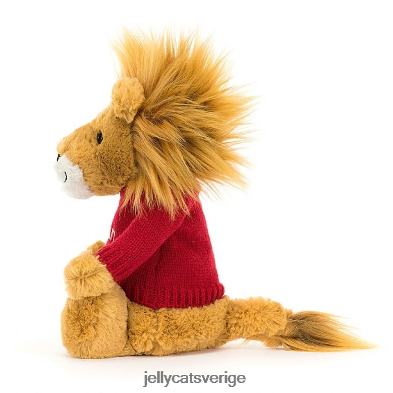 Jellycat leksak blygt lejon med personlig röd tröja gul 4206LT546
