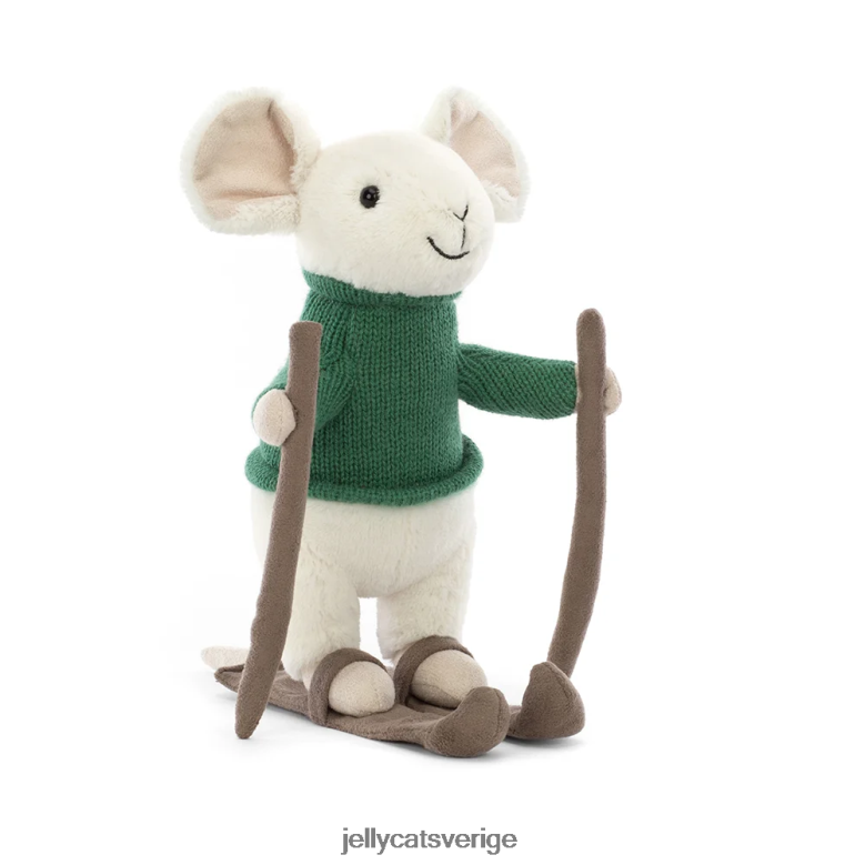 Jellycat leksak glad mus skidåkning green 4206LT233