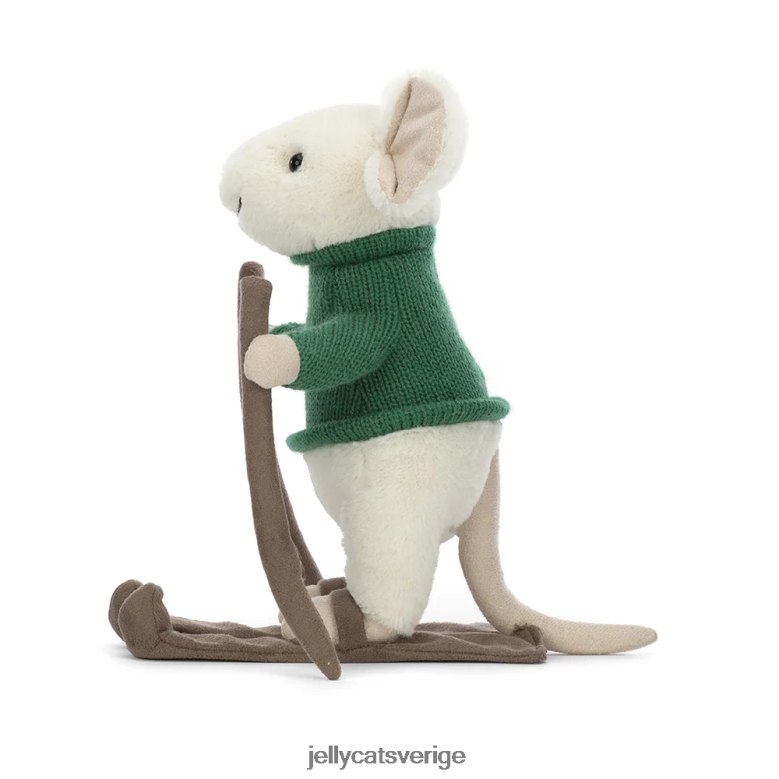 Jellycat leksak glad mus skidåkning green 4206LT233