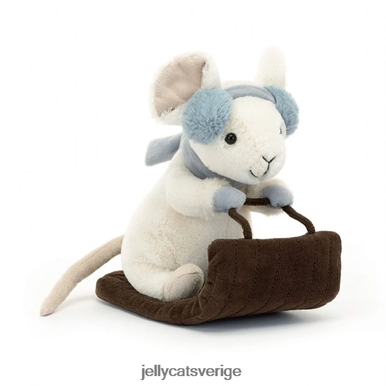 Jellycat leksak glad mus släde kräm 4206LT186
