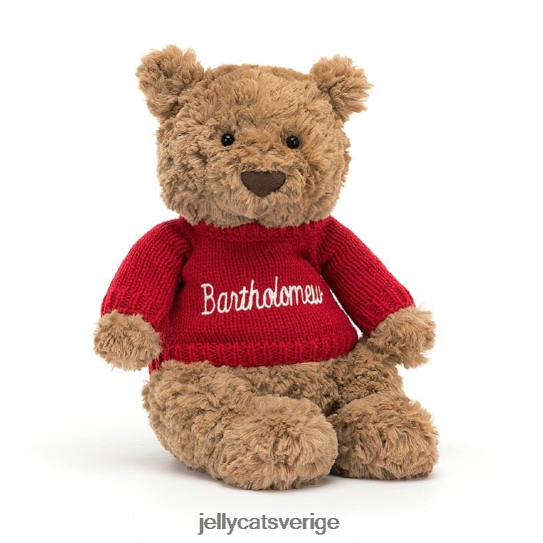 Jellycat leksak bartolomeusbjörn med personlig röd tröja brun 4206LT140