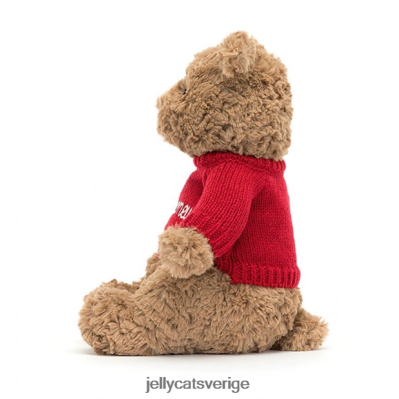 Jellycat leksak bartolomeusbjörn med personlig röd tröja brun 4206LT140
