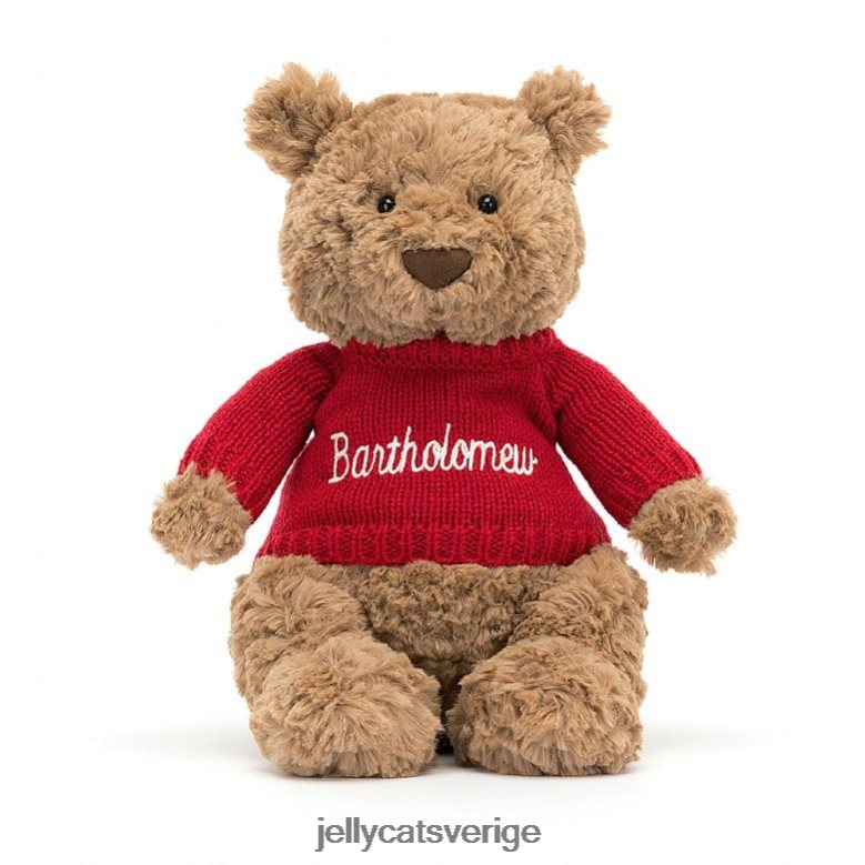 Jellycat leksak bartolomeusbjörn med personlig röd tröja brun 4206LT140